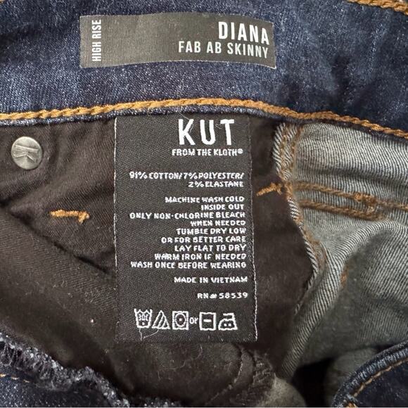 KUT Diana Fab Ab Skinny Jeans Women's Sz 4 Blue Dark Wash high rise Bodycon - Picture 12 of 14